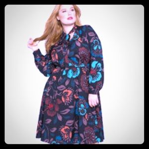 Printed Tie Neck Fit and Flare Dress 😍